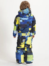 Yellow Plaid Kids Waterproof Windproof Winter One Piece Snowboard Suit